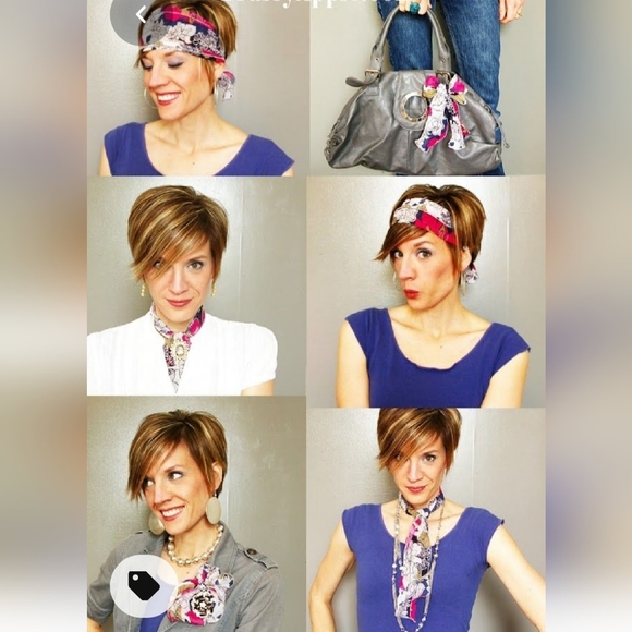 Bill Haire Vintage Orange & Green Art Deco Square Scarf  25"x 25" - Picture 6 of 8